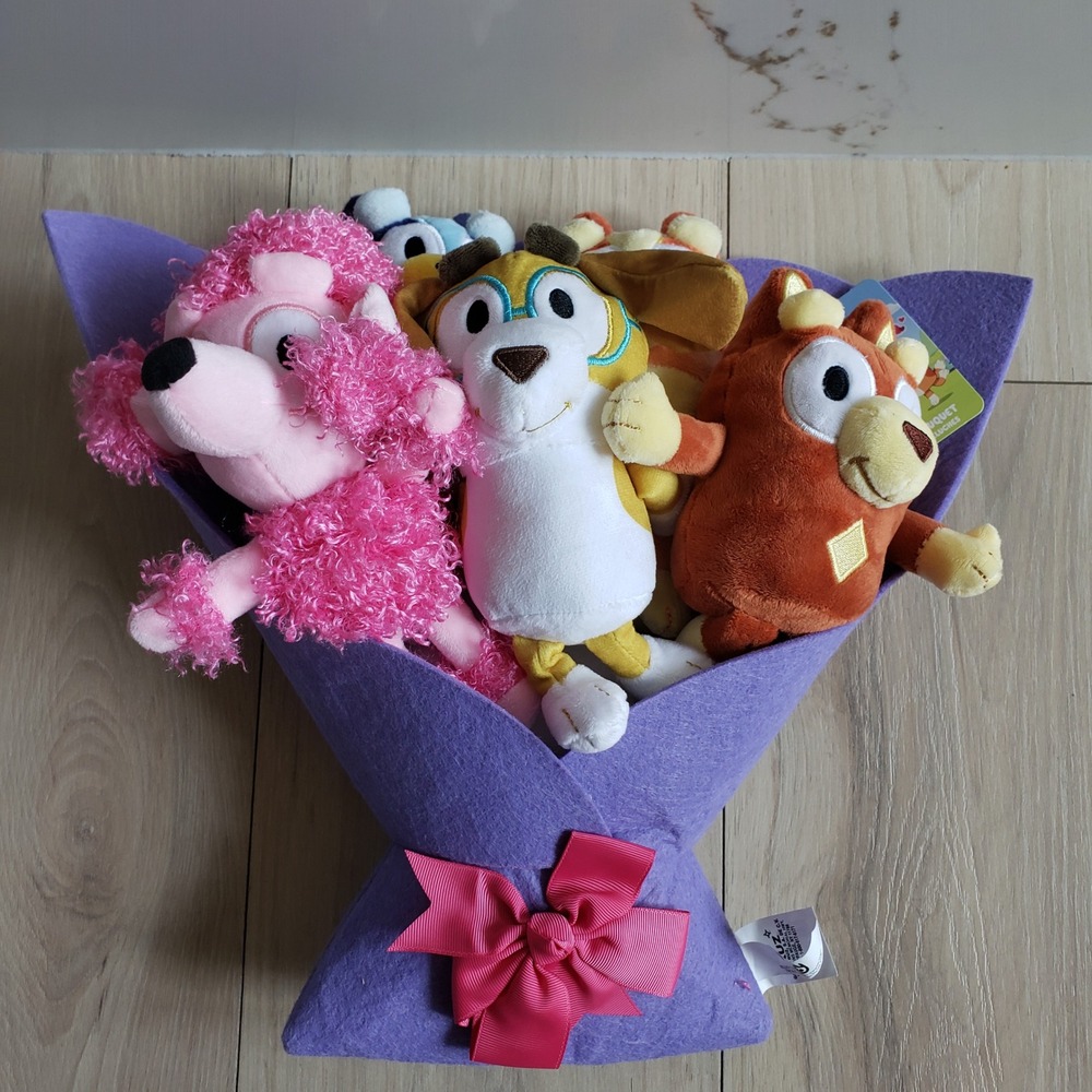 Ruz Stuffed Bluey Plush Bouquet Kids Purple Multi Character Gift Set